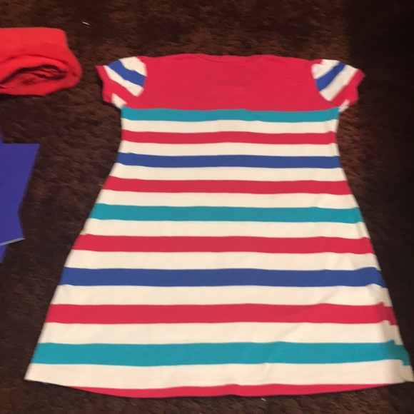 Macy’s pink, teal and white striped polo shirt - Picture 3 of 3